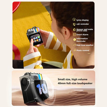 LED Display Screen RGB Desktop Subwoofer Wireless Loudspeaker Metal Mechanical Bluetooth Speaker Support Calendar Alarm Clock