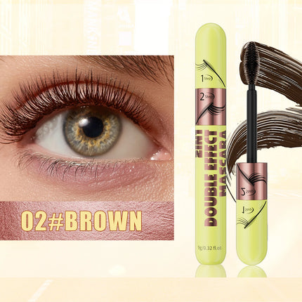 [Dual Brush Heads Brown Mascara] Waterproof Brown Mascara with Dual Brush Heads - Smudge-Proof, Clump-Free for Longer