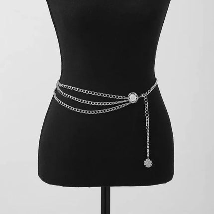 2025 Punk Hip Hop Style All-match Waist Chain Moon Vintage Metal Womans Belt for Dress Vintage High Waist Chain Belt for Women
