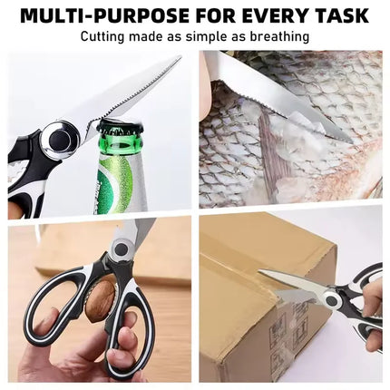 Kitchen Food Scissors Stainless Steel With Lid Chicken Fish Cut Vegetables Roast Broiler Bone Can Be Opened To Clip Walnuts Tool