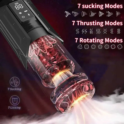 APP LED Automatic Male Masturbator Cup 7 Sucking Rotating Licking Thusting Modes Pocket Pussy Stroker Blowjob Sex Toys For Men