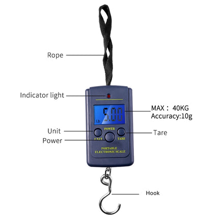 0.01Kg - 40Kg Weighing Scale Digital Scales Hanging Scale Portable Lcd Electronic Scale Luggage Weight Balance Steelyard