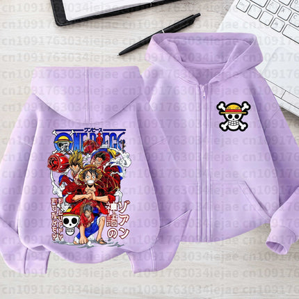 2026 One Piece Anime Hoodie Zipper Hoodie Men Women Luffy Print Graphic Streetwear Casual Pullover Long Sleeve Tops Autumn
