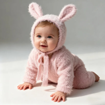 Newborn Props Knitted Clothes Rabbit Doll Baby Cosplay Glasses Baby Photo Props Photo Shoot Accessories Photography Clothing