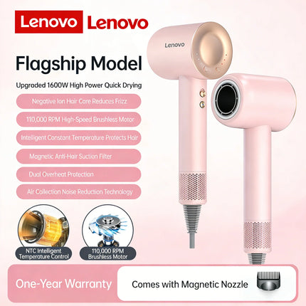 Lenovo Y1S high-speed hair dryer, constant temperature, overheat protection, negative ion hair care, professional dry hair, 220V