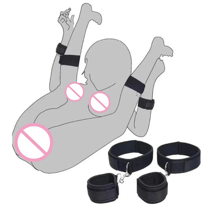 SM Hand and Leg Straps Adult Sex Toys Black Hand and Leg Cuffs Sm Handcuffs Ankle Cuffs Alternative Toys Sex Toy for Couples