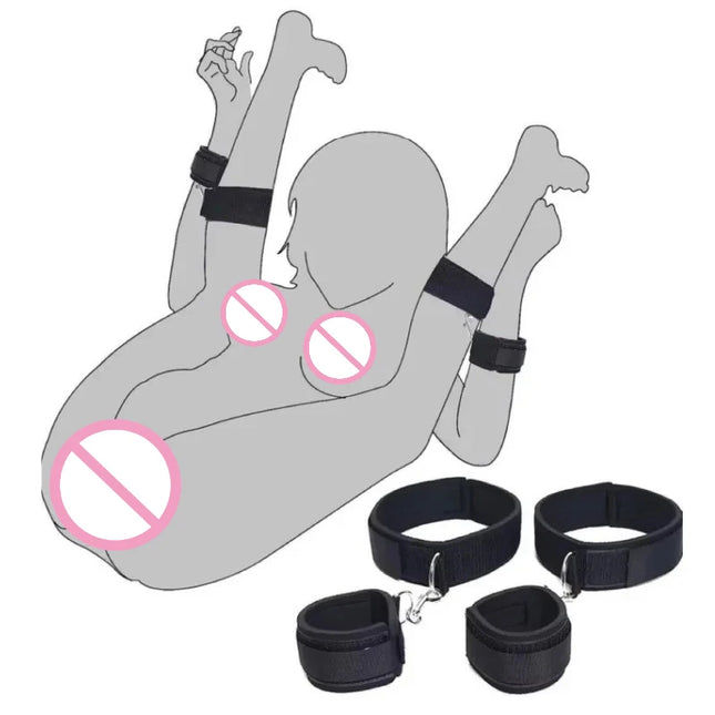 SM Hand and Leg Straps Adult Sex Toys Black Hand and Leg Cuffs SM Handcuffs Ankle Cuffs Alternative Toys Sex Toy for Couples