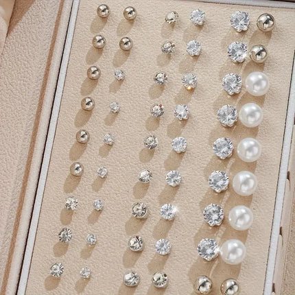 102 Pcs New Elegant Jewelry Sets Vintage Minimalist Rhinestone Pearl Geometric Stud Earrings Fashion Jewelry Gifts 2025 (No Box)