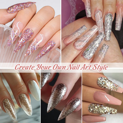 7PCS/SET Glitter Nail Polish,Sparkly Shiny UV LED Soak Off 6Colors Gel Polish Kit Home DIY Manicure Nail Salon Varnish With Tool