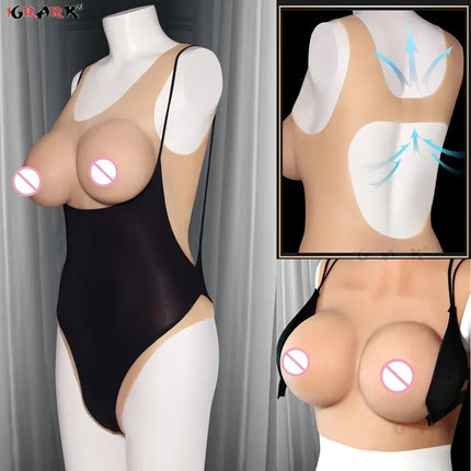 Silicone Bodysuit Artificial Breastplate Sexy Female Tits Fake Boobs Shemale Chest Crossdressing Cosplay Sex Toys For Women Men