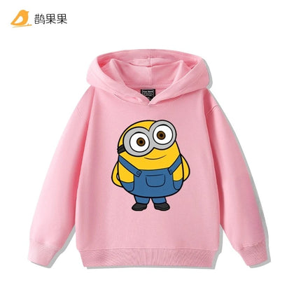 Children's cartoonMinions pattern printed hooded sweatshirt for boys and girls suitable for autumn andwinter a warm top for kids
