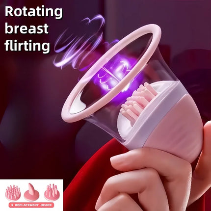 Breast Enlargement Suction Vibrator Rotating  Tongue Licking Vacuum Pump chest Massager Nipple Stimulation Masturbator Sex