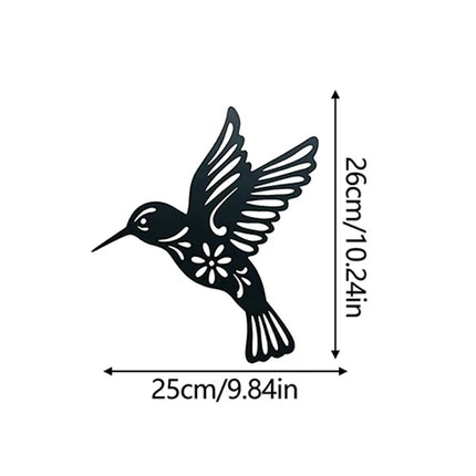 3Pcs/Set Black Metal Hummingbird Wall Decor Hollow Out Iron Art Bird Sculpture Ornament Waterproof Hanging Figurines