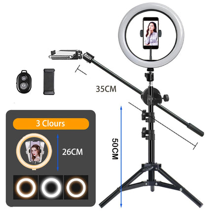 26CM Photography Led Video Ring Light Circle Fill Lighting Camera Photo Studio Phone Selfie Lamp Ringlight Tripod & Phone Holder