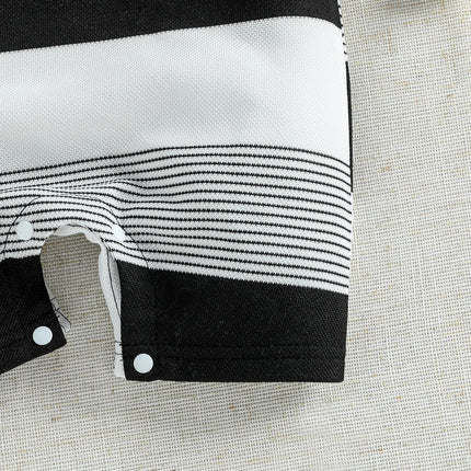 Baby Boys 2026 Cute Striped Summer Short Sleeve Turn-down Collar Bodysuit For 0-1Y Casual Daily Wear Romper