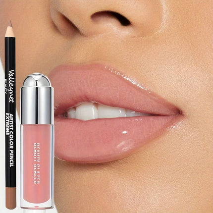 2pcs Lip Gloss & Liner Set Lip Glow Oil with Long-Lasting  Beauty Matte Lip Gloss Matte Lipstick Lip Liner, Lip Liner Set Daily