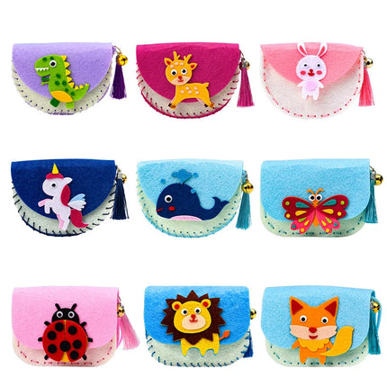 DIY Shoulder Bag Non-woven Fabric Sewing Kits for Kids Handmade Needle Thread Splicing Crossbody Purse Girls Birthday Gifts