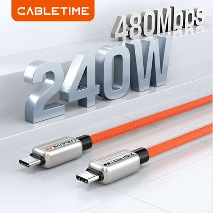 CABLETIME 240W PD Cable USB C to USB C Cable Fast Charger Adapter Type C to C Cable Power Wire for Laptop Macbook Samsung iPad