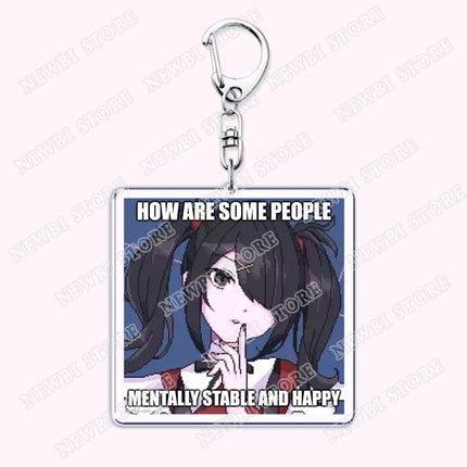 Video Game Ame Chan Keychains for Women Accessories Needy Streamer Emoji Cat Overload Girl Overdose Keyring Fans Friends Gifts