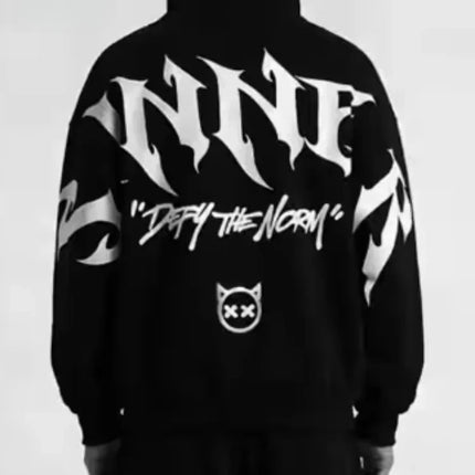 Unisex Loose Fit Pullover Hoodie Sinner Reflective Graphic Harajuku Vintage Fashion American Streetwear Mens Hooded Sweatshirt