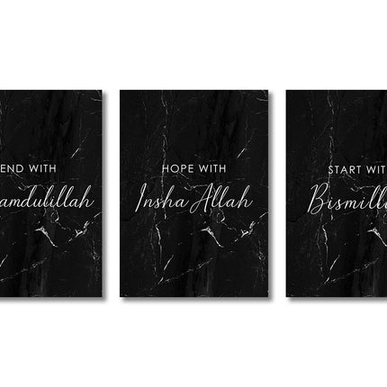 3PCS Ayatul Kursi Quran Islamic Gold Beige Black Canvas Painting Muslim Wall Art Print Picture For Living Room Home Decor