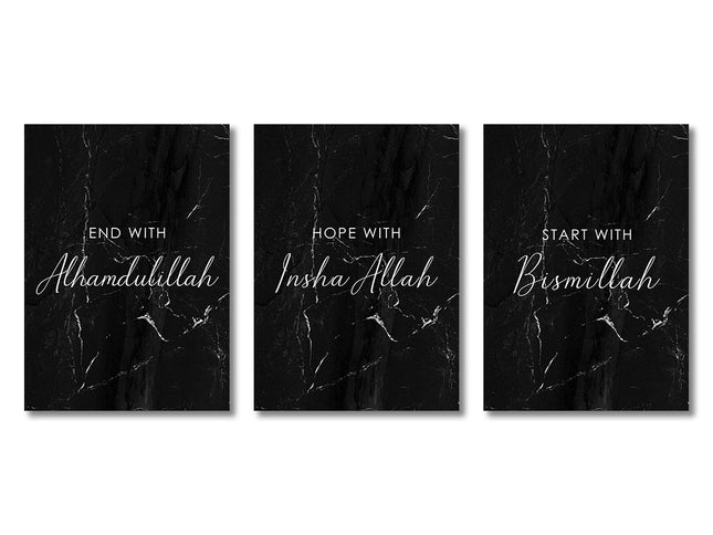 3PCS Ayatul Kursi Quran Islamic Gold Beige Black Canvas Painting Muslim Wall Art Print Picture For Living Room Home Decor