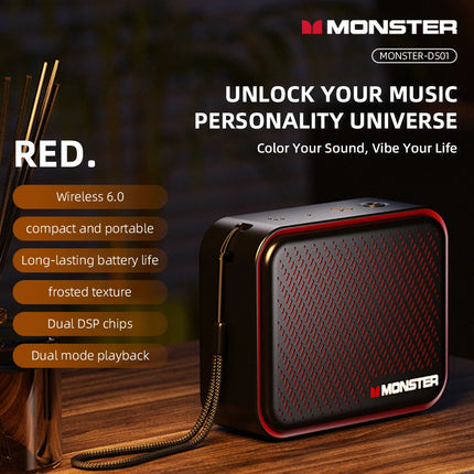 Monster DS01 Outdoor Portable Wireless Speaker BT V6.0 IP67 Waterproof 1500mAh High Fidelity Mini Subwoofer Customized Acoustics