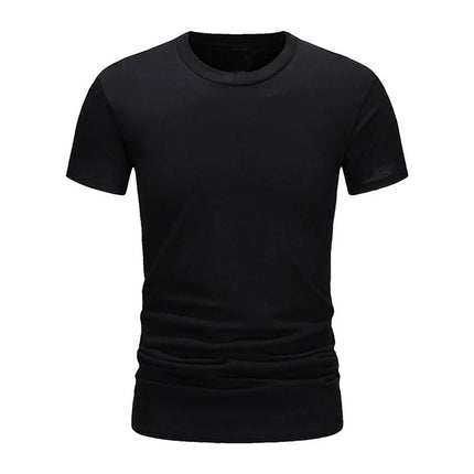 2026 Summer Men's T-shirt Fashion Slim Black Short Sleeved Comfortable Casual Round Neck T-shirts Top Men's Clothing