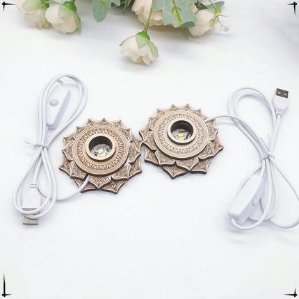 LED 3D Night Light Lotus Tower Shape Wooden Bracket Crystal Sphere Stand Crystal Ball Base Sphere Holder Ornaments Home Decor