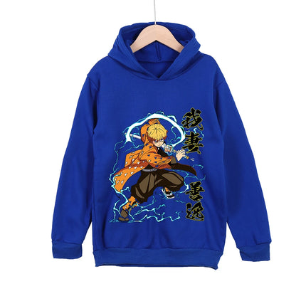 Demon Slayer Zenitsu Anime Cotton Hoodie for Kids 3-12 Boys Girls Unisex Pullover Sweatshirt Cosplay Costume