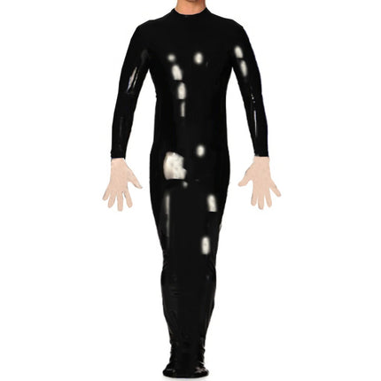PVC latex bondage bag Catsuit adults patent leather jumpsuit Vinyl Bodysuit Faux leather Erotic Tight Gay Wear