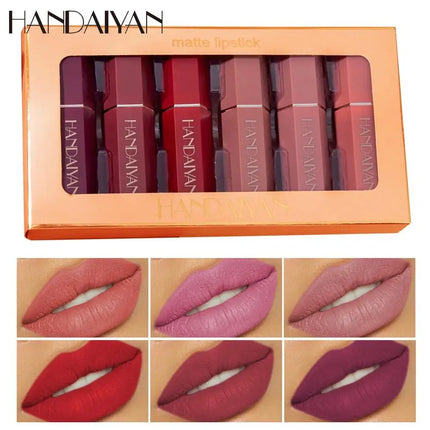 6 Pcs Matte Velvet Nude Lipstick Set Waterproof Long Lasting Red Brown Pigments Makeup For Sexy Lips Professional