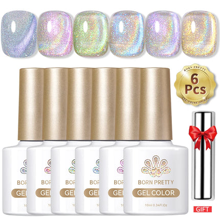 BORN PRETTY Cat Magnetic Moonlight Gel Nail Polish Set 10ml Sparking White Silver Water-light Soak Off UV Gel Nail Art Manicure