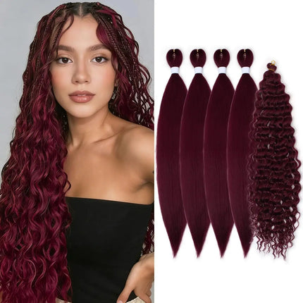 Ash Honey Blonde Braiding Hair Pre stretched,Knotless Boho Hair for Braiding Synthetic Curly Crochet Twist Box Braids Hair