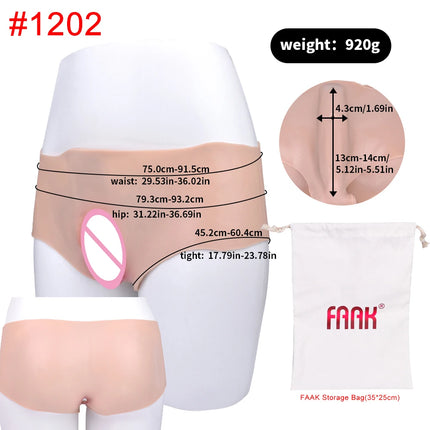 FAAK Silicone Crossdresser Thong Panty Camel Toe Hiding Gaff Shaping Brief Insertable Sexy Fake Pussy Vagina Underwear