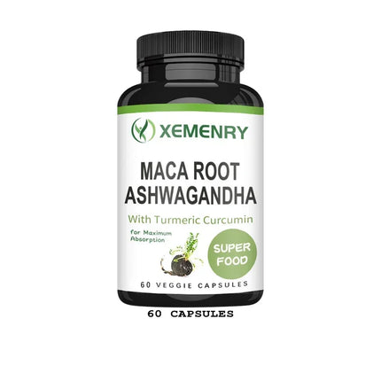 Maca Root + Ashwagandha Supplement - Improve Mood, Relieve Stress, Boost Energy and Memory, and Promote Overall Well-being
