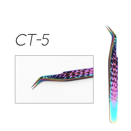 Gemerry Tweezers for Eyelash Extension Colorful Stainless Steel Superhard Fiber Tips High Precision Anti-Static Makeup Tool