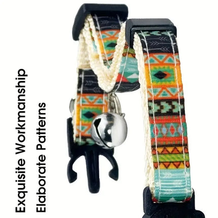 Personalized ID Tag Bohemian Cat Collar with Bell Custom Safety Breakaway Adjustable Engraved Small Kitten Necklace