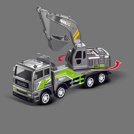 Plastic Vehicle Education + Diecast Excavator Tractor Cement Truck Car Bulldozer Crane Toy Model Wholesale Boy Gift Digger Alloy