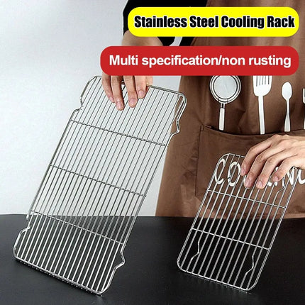 New Stainless Steel Cooling Rack Non-stick Silver BBQ Tray Barbecue Cooking Mesh Shelf