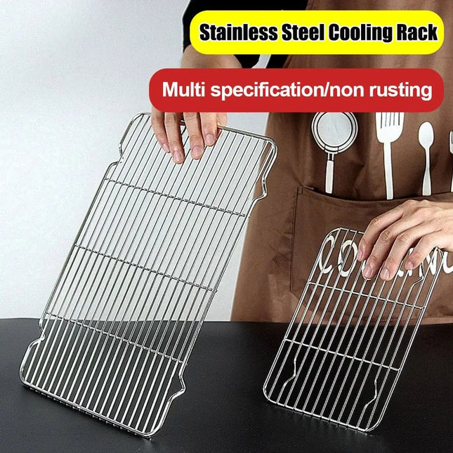 New Stainless Steel Cooling Rack Non-stick Silver BBQ Tray Barbecue Cooking Mesh Shelf