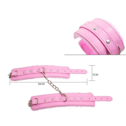 7/8/10Pcs Set Bondage Gear BDSM Plush Leather Wrist Leg Restraint Straps Hand Ankle Cuffs Adults Sex Toys Restraint Kits