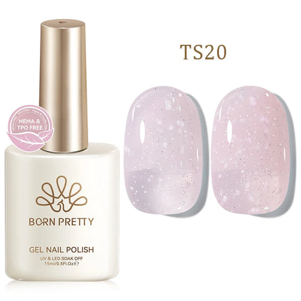 BORN PRETTY 15ml Jelly Gel Polish Milky White Nude Glitter Soak Off LED UV Gel Semi Permanent Nail Art Manicure Gel Varnish