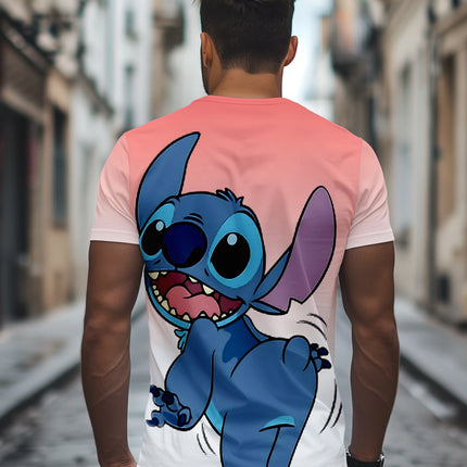 Men's Disney Lilo & Stitch 3D Funny Print T-shirt Casual Short Sleeve