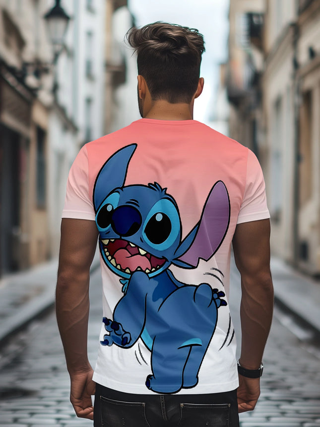 Men's Disney Lilo & Stitch 3D Funny Print T-shirt Casual Short Sleeve