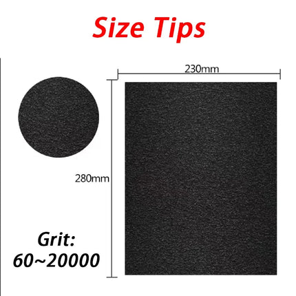 Silicon Carbide Sandpaper 60-20000Grit Waterproof Wet/Dry 230x280mm for Wood Metal Stone Surface High Performance Abrasive Sheet