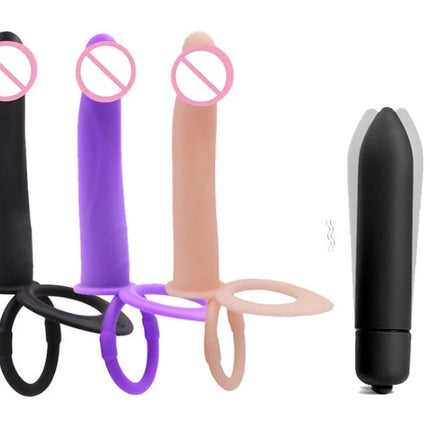 Beginner Vibrating Strap On Dildo Double Penetration Anal Plug Soft Silicone Waterproof Adult Toy for Men