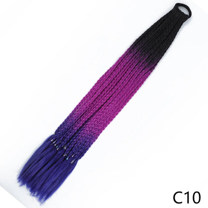 AZQUEEN Synthetic Gradient Color Dirty Braided Ponytail 60CM Elastic Rubber Band Braiding Pony Tail Hair Extensions For Girls