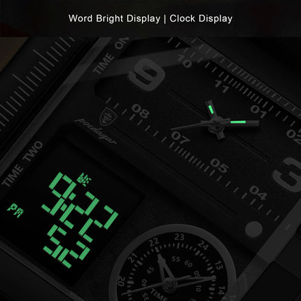 POEDAGAR Fashion Sports Digital Male Wristwatch Date Week Waterproof Luminous Casual Men Clock Electronic Men's Quartz Watches