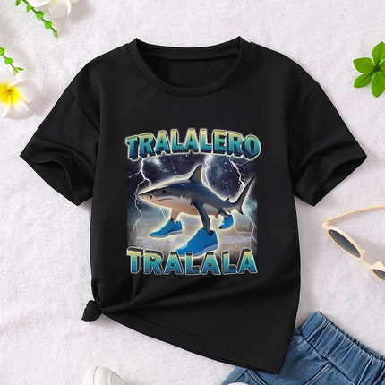 Y2k Boys Girls Italian Brainrot Animals Kids T-shirt Tung Tung Tung Sahur Short Sleeve Tops Funny Meme Cute Tee Summer Clothing